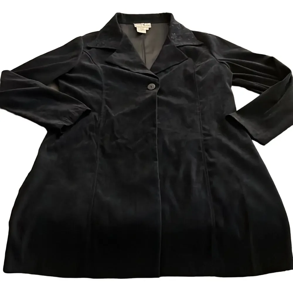 Victoria Moon Vintage Dark Navy Blue 2 Piece Dress and Coat Woman Size 14